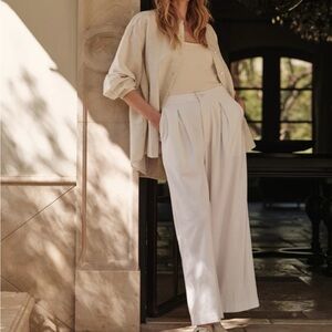 NWT Jenni Kayne Cream Wide-Leg Pants Relaxed Trouser ivory